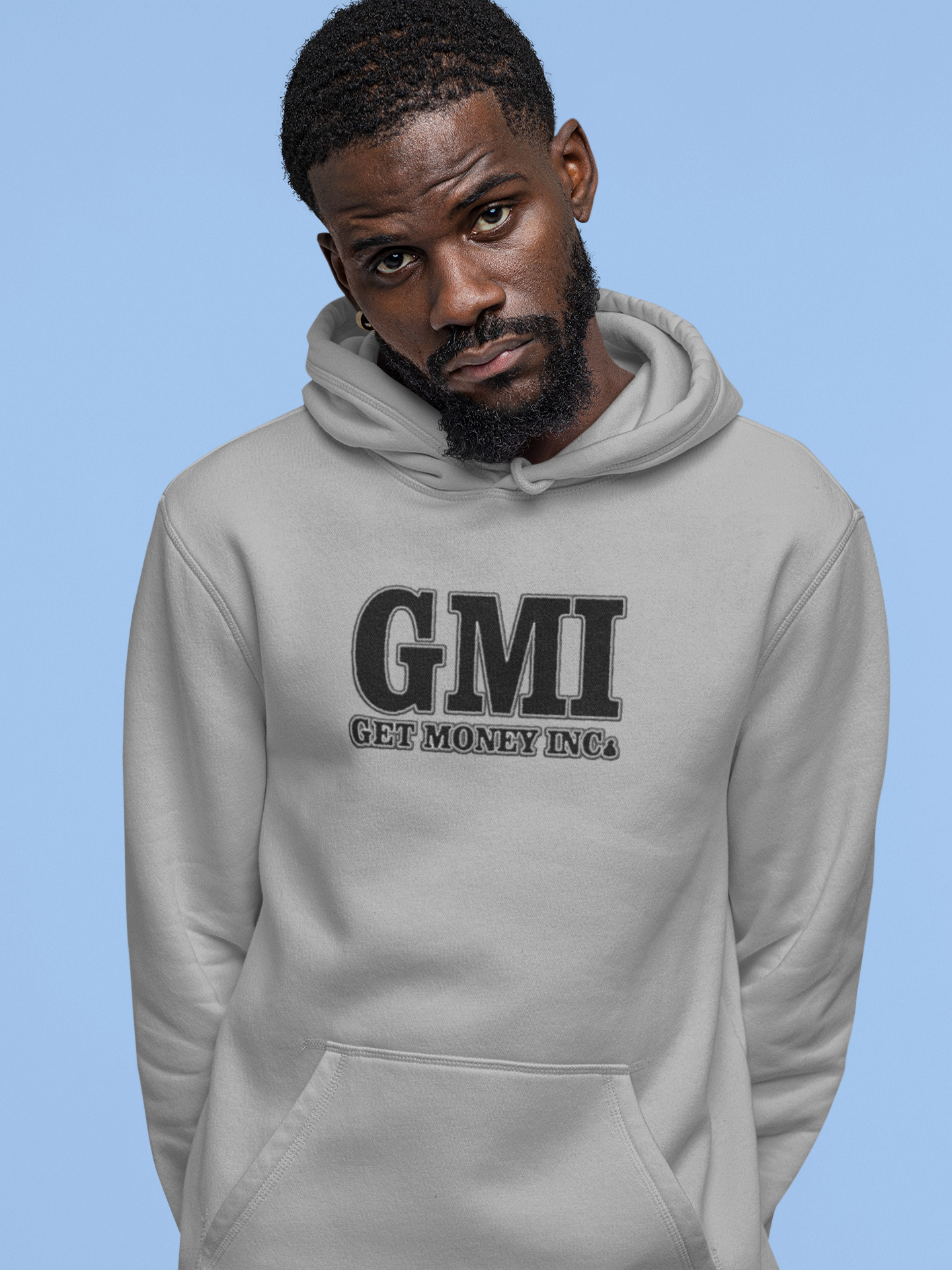 Gray Hoodie w/ Black Embroidered GMI