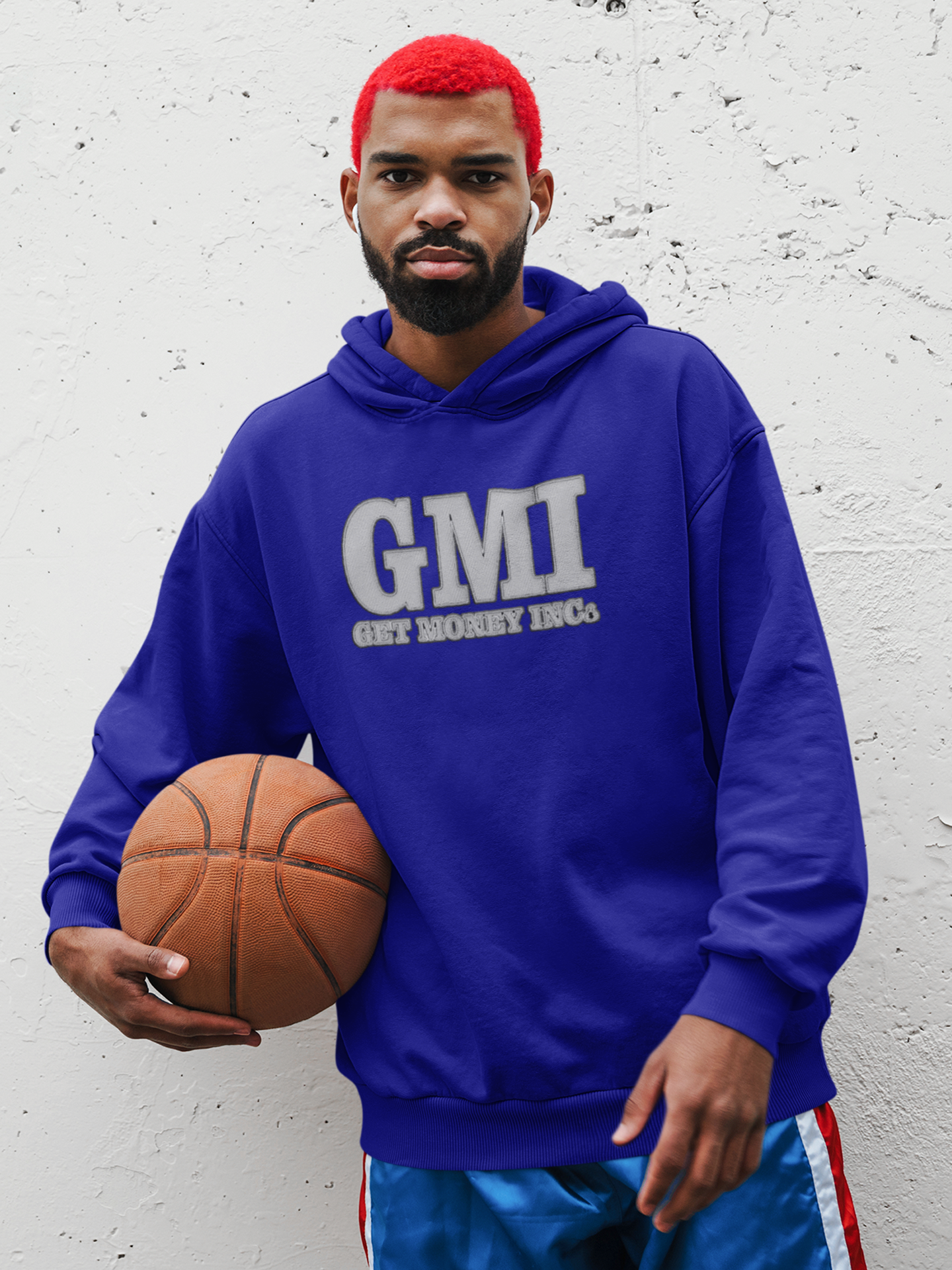 Navy Hoodie w/ White Embroidered GMI